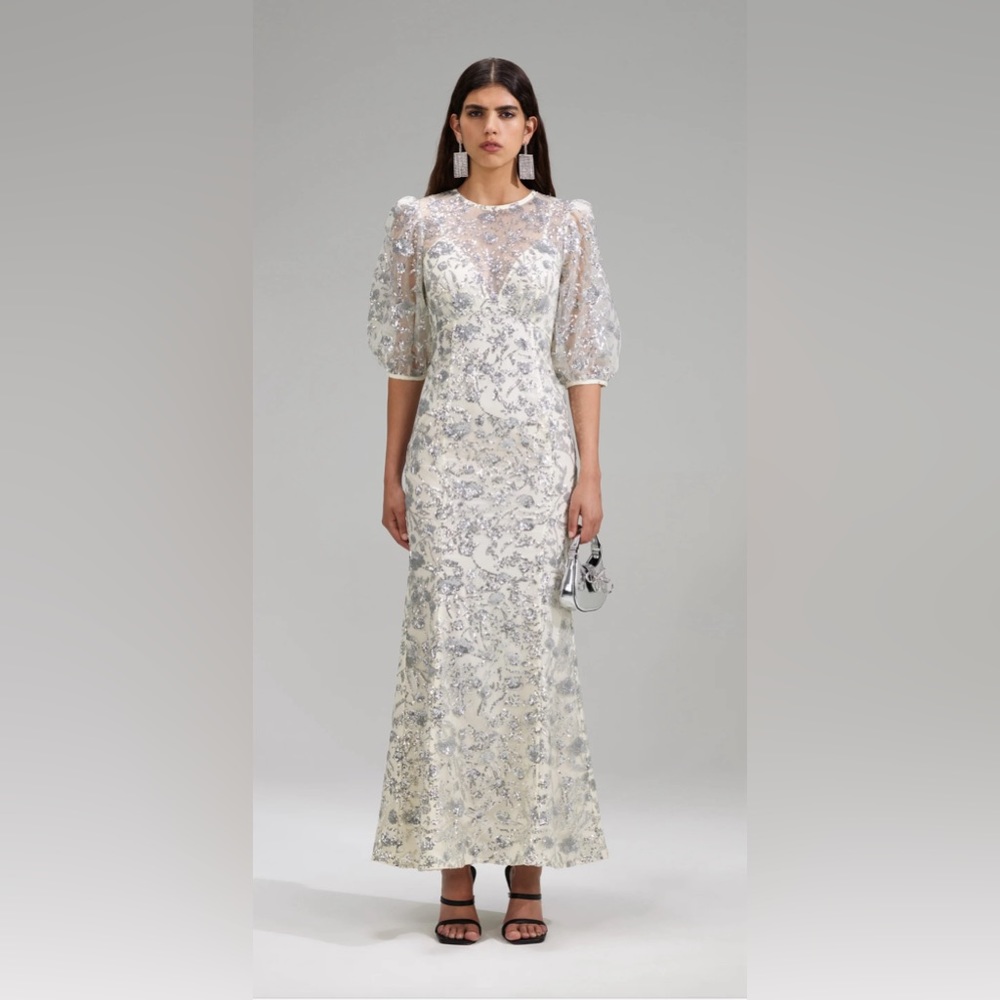 Self Portrait CHAMPAGNE SEQUINNED MAXI DRESS